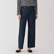 【MUJI 無印良品】女吉貝木棉混丹寧直筒褲 25 暗藍