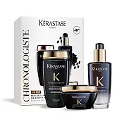 KERASTASE 卡詩 黑鑽極萃逆時奢華組(髮油100ml+髮膜200ml+髮浴250ml)-國際航空版