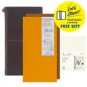 【限量贈品】TRC Traveler’s Notebook 旅人筆記本+2025週間直式手帳- 棕