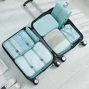 【太力】七件套組斜紋加厚行李箱旅行收納袋(多色任選)出國必備 天空藍