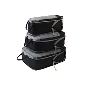 【太力】3入套組撞色旅行壓縮衣物收納套裝(大包+中包+小包) 黑色