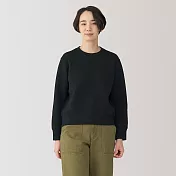 【MUJI 無印良品】女二重織裏毛圓領衫 L 黑色