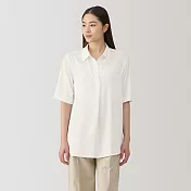 【MUJI 無印良品】女嫘縈混五分袖長版衫 L 白色