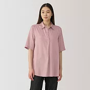 【MUJI 無印良品】女嫘縈混五分袖長版衫 S 煙燻粉