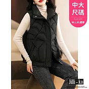 【Jilli~ko】短款羽絨棉馬甲女式外搭寬鬆韓版外穿馬夾背心 J11936  FREE 黑色