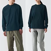 【MUJI 無印良品】男抗UV吸汗速乾聚酯纖維長袖T恤 S 暗藍