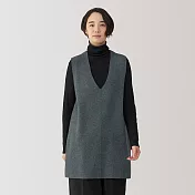 【MUJI 無印良品】女可水洗米蘭諾螺紋長版背心 S 深灰