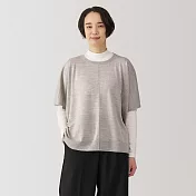 【MUJI 無印良品】女羊毛可水洗高密織斗篷式針織衫 M 粉米