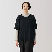 【MUJI 無印良品】女羊毛可水洗高密織斗篷式針織衫 M 黑色