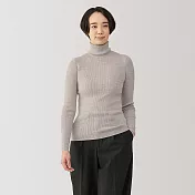 【MUJI 無印良品】女羊毛可水洗高密織高領針織衫 M 粉米