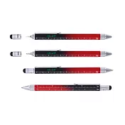【TROIKA】多功能工具筆(多色可選)(原字筆/觸控筆/螺絲起子/水平儀/尺) 德國設計 台灣製造  紅黑色