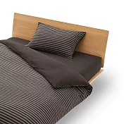 【MUJI 無印良品】棉天竺被套/Q/雙人加大/ 混棕橫紋