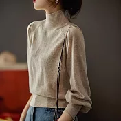 【MsMore】 半高領毛衣修身洋氣內搭羊毛針織長袖短版上衣# 123422 FREE 米色