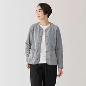 【MUJI 無印良品】女再生刷毛開襟衫 S 灰色