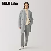 【MUJI 無印良品】MUJI Labo女喀什米爾混無領大衣 L 淺灰