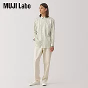 【MUJI 無印良品】MUJI Labo男平織布標準領襯衫 M 柔白直紋