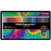 【STABILO】水彩樂色鉛筆鐵盒 36色