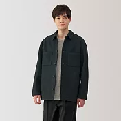 【MUJI 無印良品】男起毛彈性襯衫式外套 M 墨灰