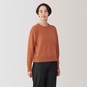 【MUJI 無印良品】女羊毛可水洗中密織圓領針織衫 M 橘色