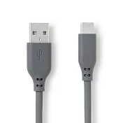 【MUJI 無印良品】不易糾結柔軟傳輸線/USB-A對USB-C/灰1m/型號:MJ-UC1ATC-GY