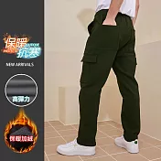 【KISSDIAMOND】超彈力加絨保暖工裝衝鋒褲(男女同款/KDFP-0116) XL 軍綠