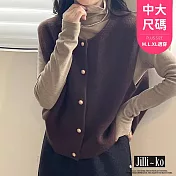 【Jilli~ko】復古針織馬甲女法式寬鬆疊穿圓領毛衣背心 J11990  FREE 咖色