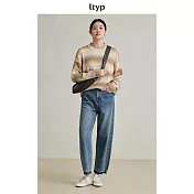 ltyp旅途原品 雙斜紋棉感牛仔彎刀褲 時尚設計感休閒香蕉褲女 M L XL  M 牛仔藍