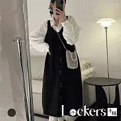 【Lockers 木櫃】秋裝寬鬆吊帶毛衣裙 L113111202 F 黑色