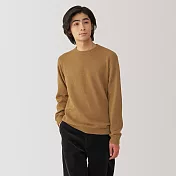【MUJI 無印良品】男大豆纖維中密織圓領針織衫 M 深芥黃