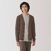 【MUJI 無印良品】男大豆纖維中密織V領開襟衫 M 棕色