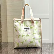 【素包包】碎花大容量媽咪包上班學生通勤好攜便當袋(26x26x13) _綠葉紫小花