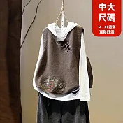 【慢。生活】文藝風刺繡盤扣棉線針織馬甲女 2328  FREE 深卡其