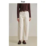 ltyp旅途原品 100%全棉純版原白牛仔褲 寬鬆錐形直筒褲子女秋冬款 M L XL M 原白色