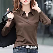 純色POLO翻領長袖T恤、熱銷女裝任2件$398