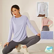【BODYAIR嚴選】寬版幾何美背布透光長袖上衣(瑜珈.慢跑.運動.健身.透氣.舞蹈.運動服) S 粉紅