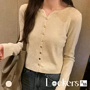 【Lockers 木櫃】秋冬慵懶長袖開襟上衣 L113120301 F 杏色