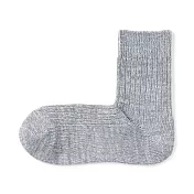 【MUJI 無印良品】男螺紋厚織直角短襪25-27cm 灰銀