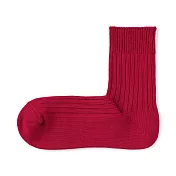 【MUJI 無印良品】男螺紋厚織直角短襪25-27cm 紅色