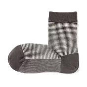 【MUJI 無印良品】女足口柔軟舒適千鳥紋直角短襪23-25cm 深摩卡棕紋樣