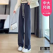 【Jilli~ko】雪尼爾休閒直筒高腰闊腿褲女 J12071  FREE 灰色