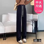 【Jilli~ko】雪尼爾休閒直筒高腰闊腿褲女 J12071  FREE 黑色