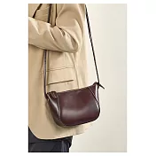 O-ni O-ni新款精選優質柔軟高級頭層牛皮真皮時尚百搭實用貝殼包(品質保證)(bag-6085) 酒咖色