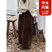 【慢。生活】秋冬大碼燈芯絨闊腿九分奶奶褲 J12072 FREE 咖色