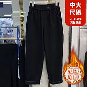 【慢。生活】加絨加厚鬆緊腰復古休閒蘿蔔奶奶褲 J12070 FREE 黑色