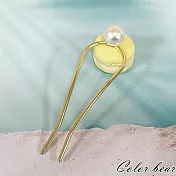 【卡樂熊】簡約珍珠U型造型髮簪(六款)- 弧形金色