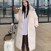 【初色】純色加厚立領保暖長袖科技羽絨棉外套女外套-共2色-39160(M-2XL可選) M 白色