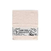 【Peanuts】史努比Snoopy台灣製造純棉刺繡緞檔方巾_多色選_ 淺棕