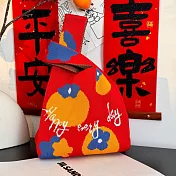 【素包包】日系幾何套結針織手挽隨行包 柿柿開心x紅