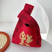 【素包包】日系幾何套結針織手挽隨行包 _金線福