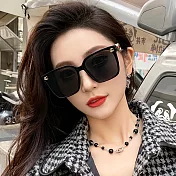seoul show首爾秀 雙CC質感方框太陽眼鏡UV400墨鏡 G14 黑框黑灰片